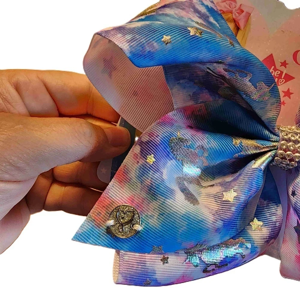 NWT Jojo Siwa Multicolor Embellished Rhinestones Unicorn Stars Hair‎ Bow Clip